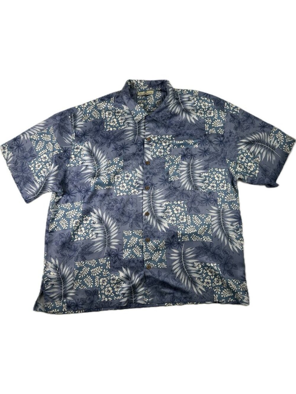 Tommy Bahama Hawaiian Shirt Mens XXL 100% Silk Blue Floral Hibiscus